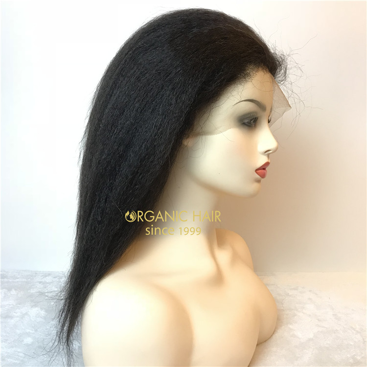 Full lace wigs human hair on sale kinky straight #4 & natural color X104